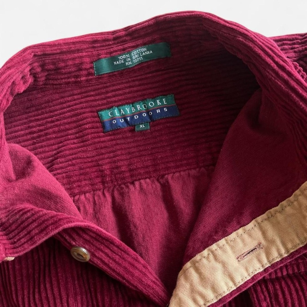 Vintage Burgundy Corduroy Shirt Jacket Claybrooke Outdoors 90s Button Up Cord - Picture 3 of 5